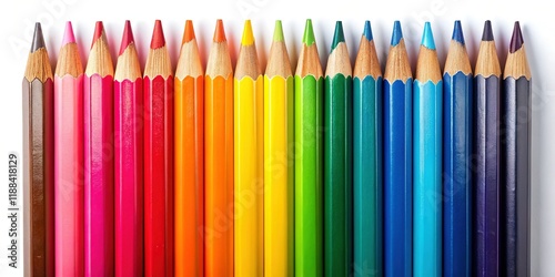 Vibrant Colored Pencils on Transparent Background - Stock Photo