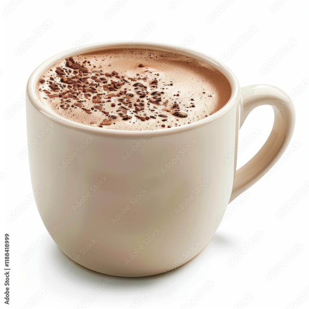 Obraz premium Steaming mug of hot chocolate topped with whipped cream and chocolate sprinkles, perfect for a cozy winter treat