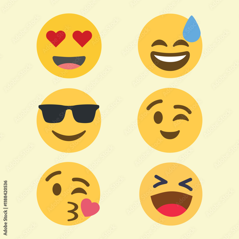Fototapeta premium Face Reaction Emojis Vector Set