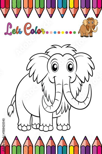 Adorable Mammoth Coloring Page for Kids - Fun and Printable Cartoon Prehistoric Animal Outline for Learning