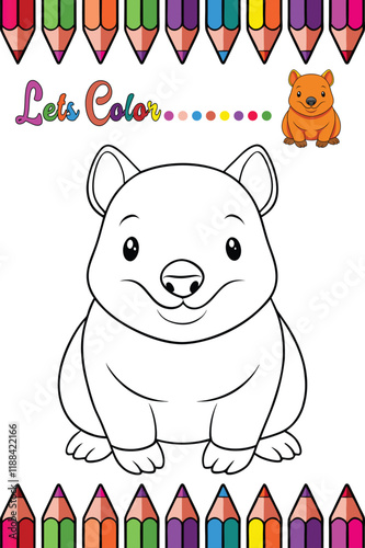 Adorable Wombat Coloring Page for Kids - Fun and Printable Cartoon Animal Outline for Creative Learning