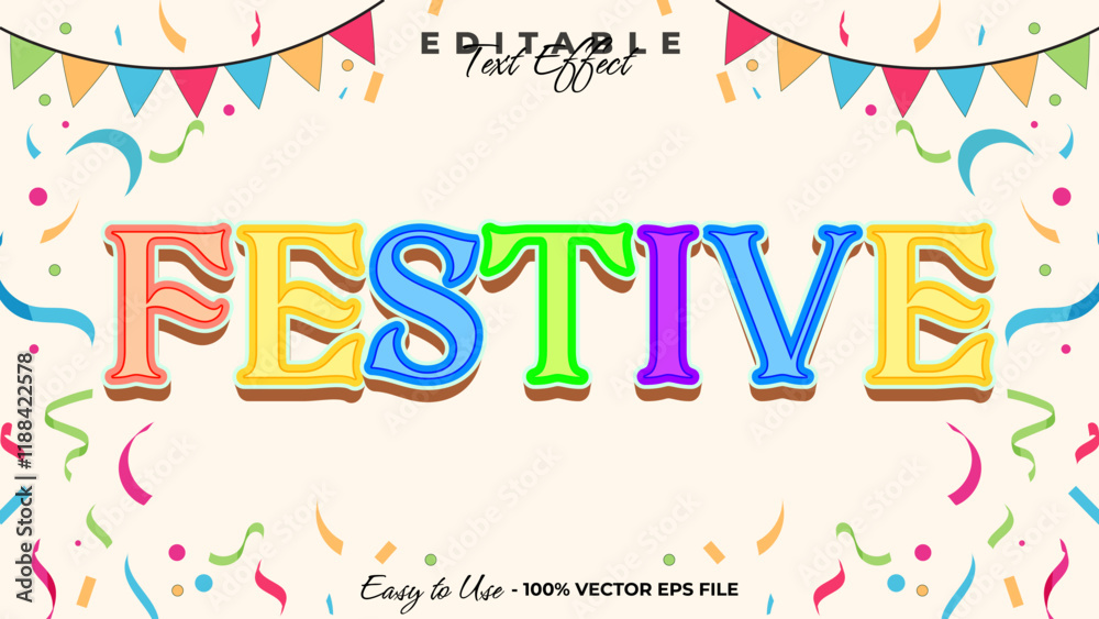 Festive editable text style effect, celebration 3D text style theme.