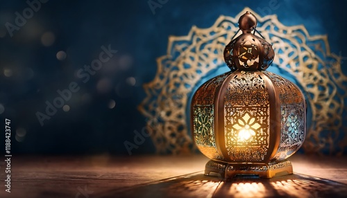 Bright Arabic lanterns with Islamic ornaments, beautiful, Ramadan. Wallpaper. Eid al-Fitr. photo