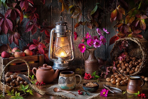 food, glass, bottle, christmas, drink, table, wine, alcohol, oil, tea, candle, holiday, flower, spice, cake, sweet, celebration, brown, cup, beverage, cookie