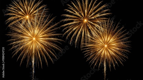 Firework border background, gold fireworks frame with stars and sparkles, firework banner