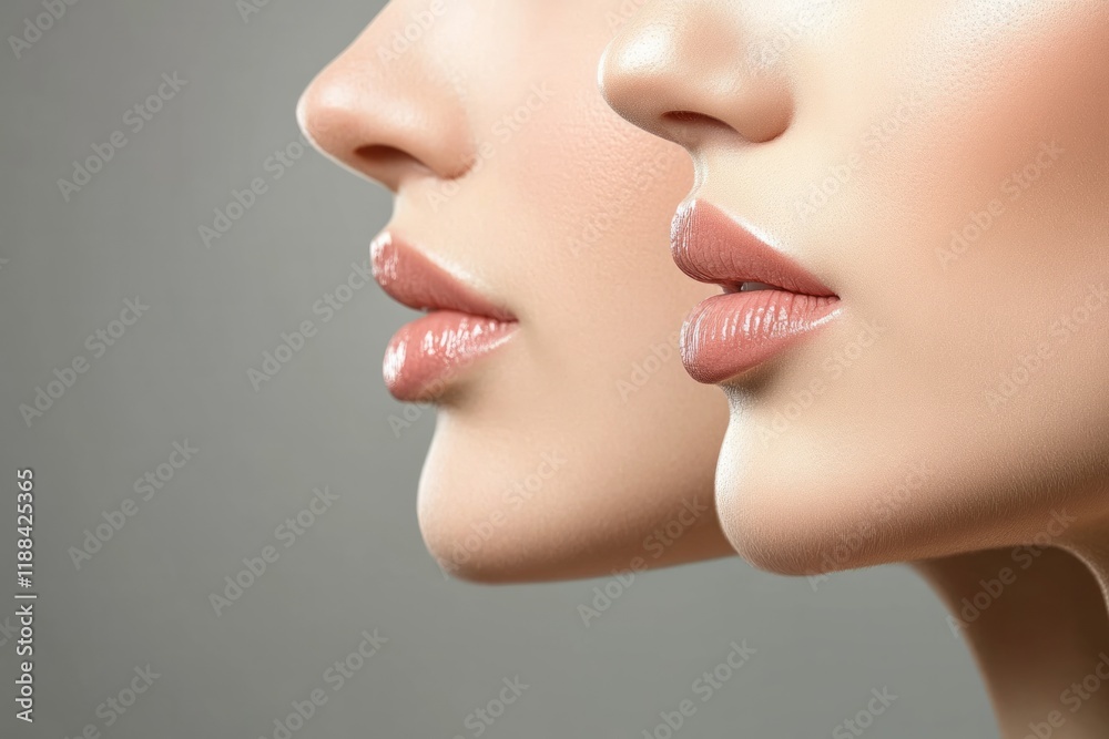 Obraz premium set of beauty woman age with lips