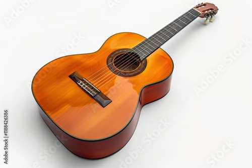 High Quality Image of Full View of a Spanish Acoustic Guitar Isolated photo