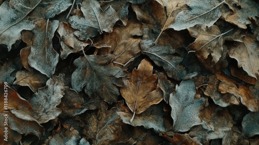 Diverse Collection of Autumn Leaves on the Ground with a Faint Frosty Texture Creating an Aesthetic Natural Landscape for Seasonal Imagery Diverse Collection of Autumn Leaves on the Ground with a Faint Frosty Texture Creating an Aesthetic Natural Landscape for Seasonal Imagery