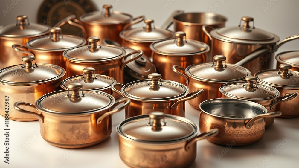 Antique Copper Pots and Pans - High-Resolution Still Life Antique Copper Pots and Pans - High-Resolution Still Life