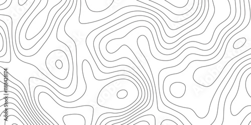 Abstract white contour wave lines topographic background, lines map seamless pattern, modern wallpaper texture and realistic design used for banner and posters, mountain relief geographic pattern.	