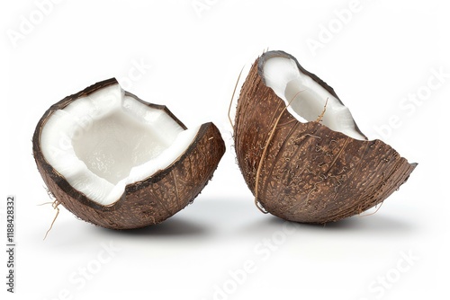 Flawless Image of Half Cut Coconuts That Isolated on White Background