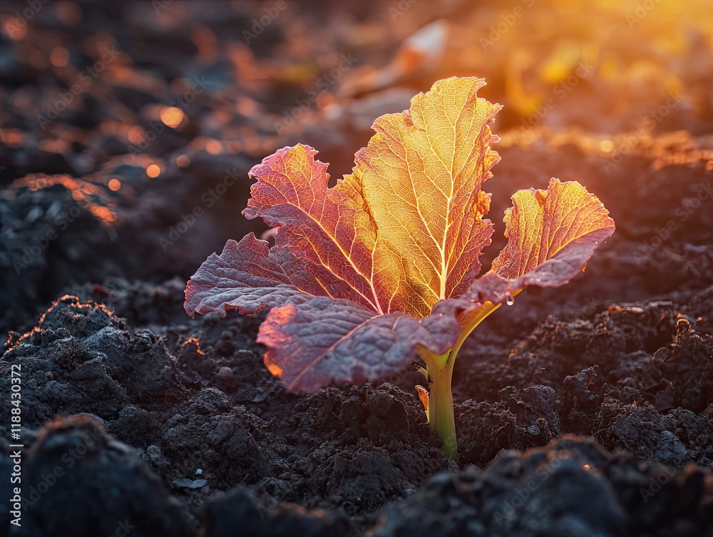 Young plant sprout in sunset field, agriculture growth. Young plant sprout in sunset field, agriculture growth.