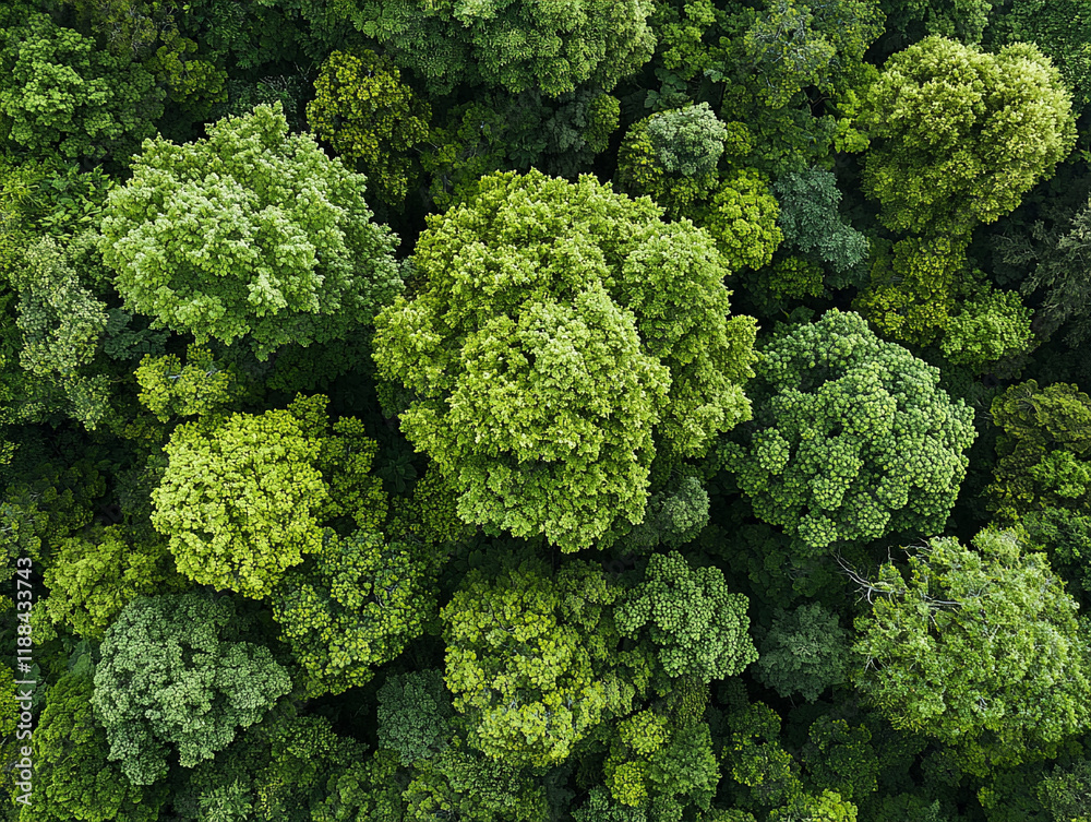 Ai-generated drone view of lush green forest nature landscape enhancedsr vibrant ecosystem exploration