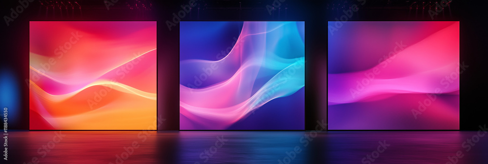 Display technology of the LED screen of colorful. LED screen shows in the work. Concert and party stage Display technology of the LED screen of colorful. LED screen shows in the work. Concert and party stage
