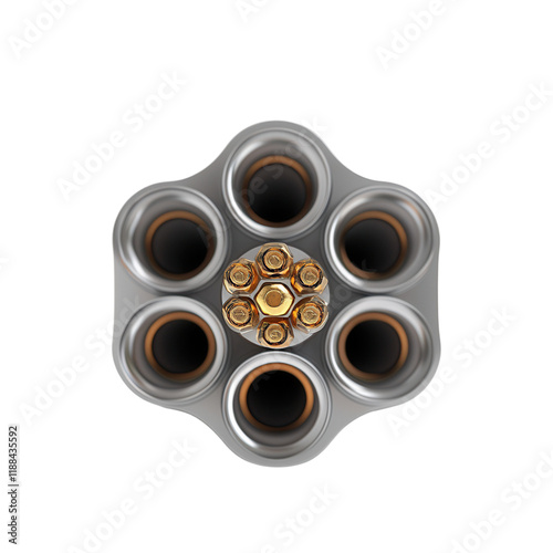 Obraz na płótnie Revolver cylinder close-up studio setting high-quality image transparent background detailed perspective firearm concept w salonie
