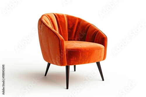 Ultra Hd Visual of Orange Chair Isolated on White Background photo