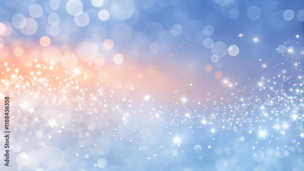 Obraz premium Pastel Bokeh Background Sparkling Stars and Soft Light, Abstract, Festive, Winter Background, bokeh