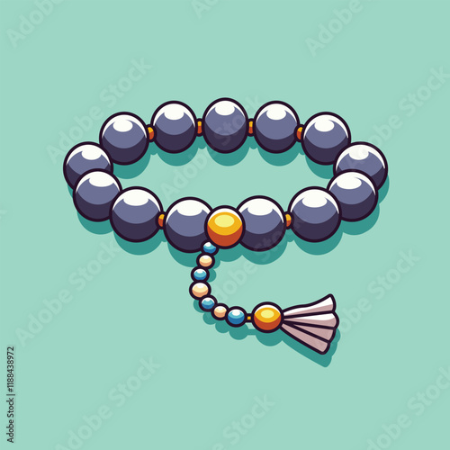 Prayer Beads Cartoon Vector Icon Illustration. Prayer Beads Icon Concept Isolated Premium Vector. Flat Cartoon Style