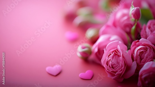 Pink roses and hearts a romantic floral arrangement