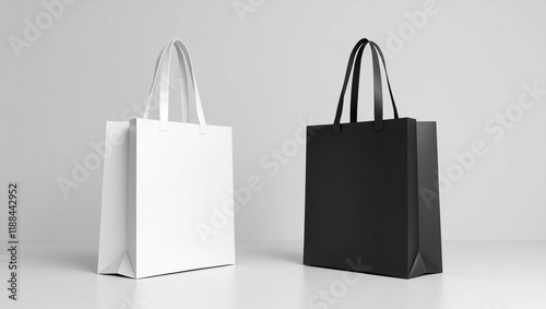 Two Blank Tote Bags One White One Black photo