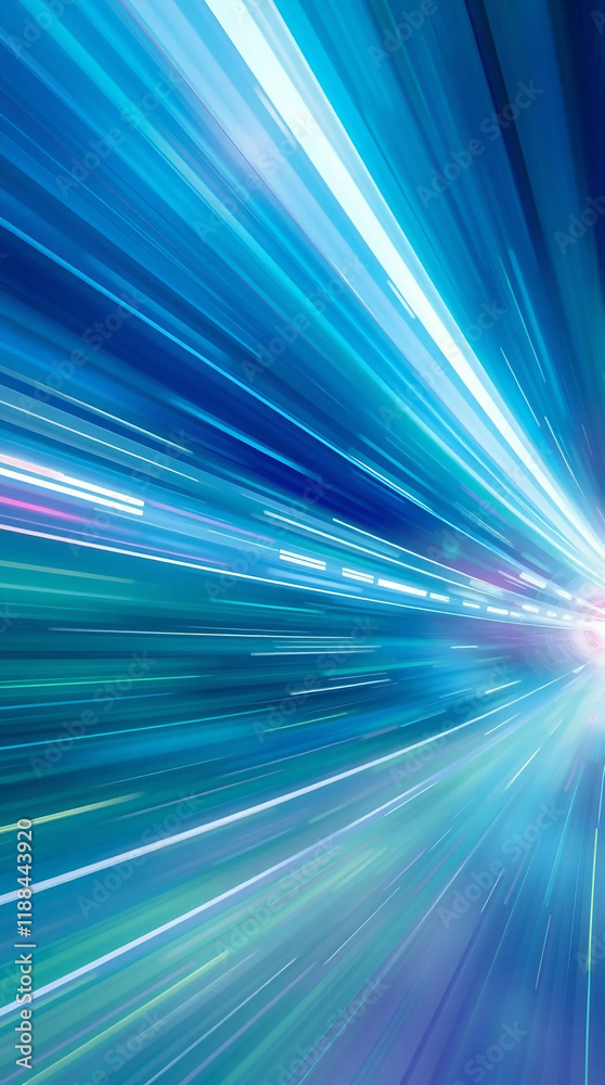 Fototapeta premium Blue Light Motion Trails in a Dynamic Background