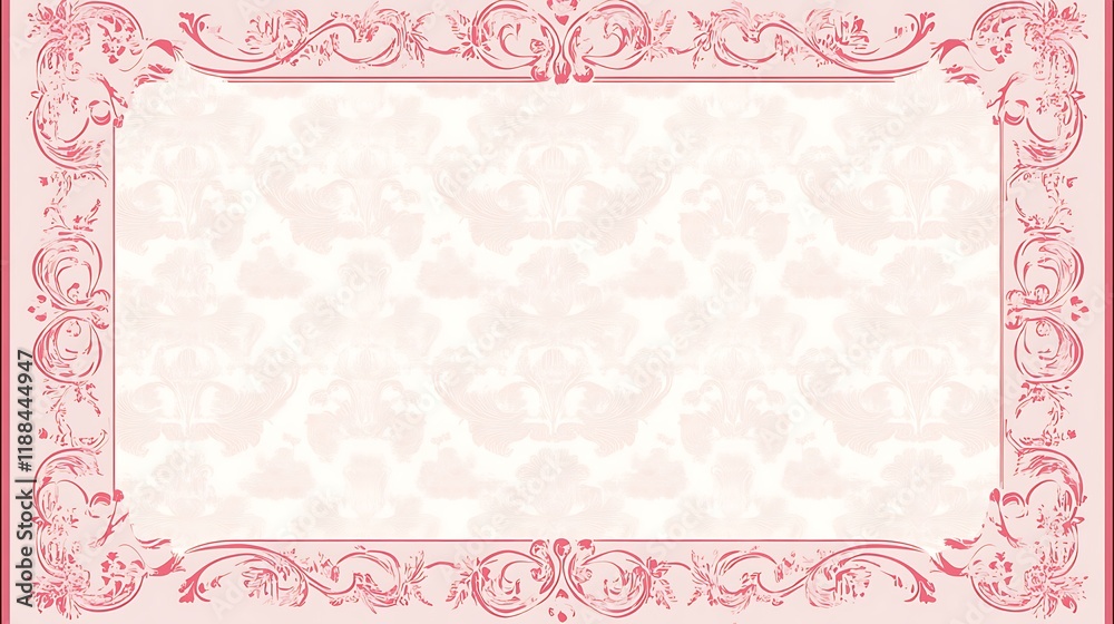 Elegant Pink Floral Frame Design with Delicate Pattern Elegant Pink Floral Frame Design with Delicate Pattern
