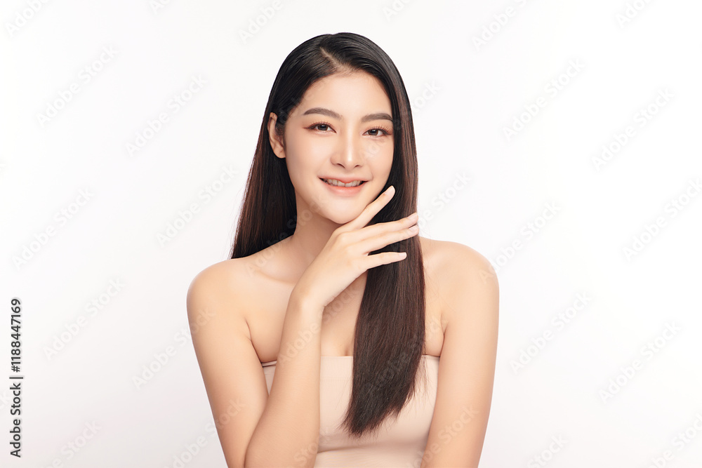 Beautiful young asian woman with clean fresh skin on white background, Face care, Facial treatment, Cosmetology, beauty and spa, Asian women portrait. Beautiful young asian woman with clean fresh skin on white background, Face care, Facial treatment, Cosmetology, beauty and spa, Asian women portrait.