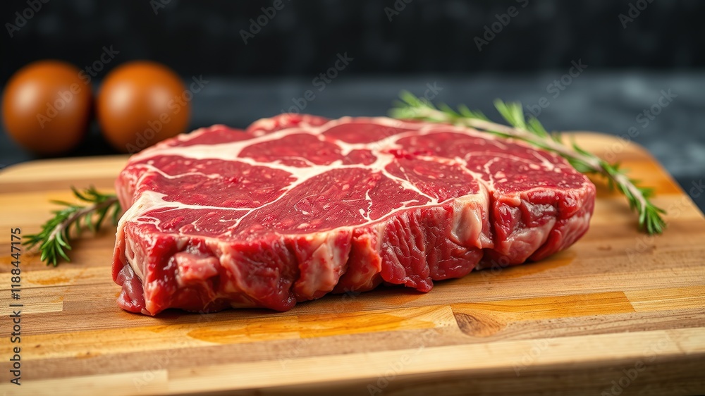 High-Quality Raw Beef Steak on Cutting Board - Culinary Photography High-Quality Raw Beef Steak on Cutting Board - Culinary Photography