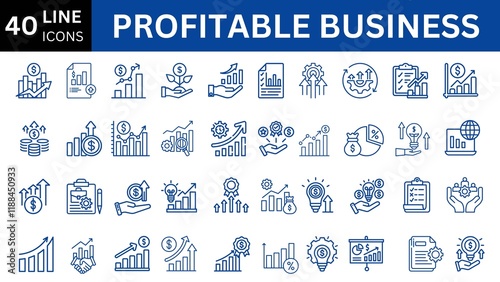 Profitable business icon set. 