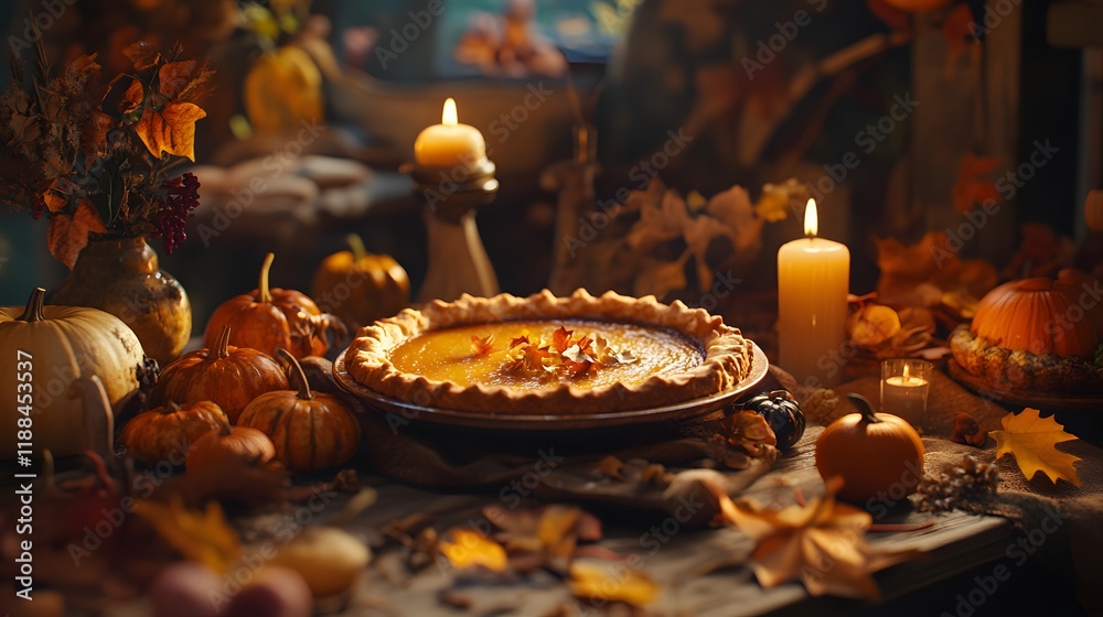 Naklejka premium Autumn Pumpkin Pie Celebration