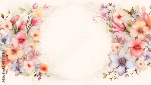 Delicate Watercolor Floral Arrangement With Soft Pastel Hues
