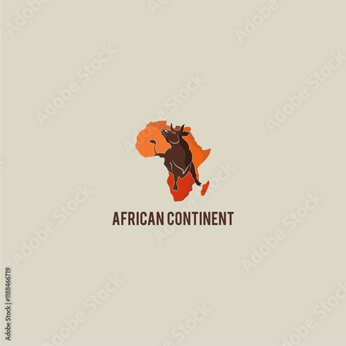 the African continent and the bull logo