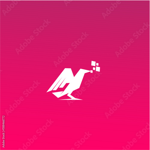 bird tecnology data logo design. Combinasion design from bird and pixel tech for industry technology