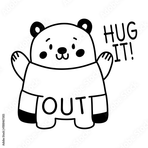 A glyph sticker featuring a cute bear hug 