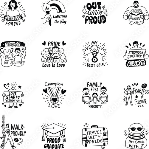 Pack of Glyph Style Diversity Stickers 

