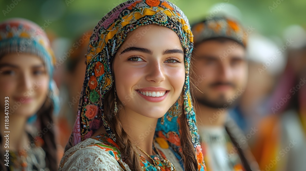 Fototapeta premium People in traditional Bosnian attire at a parade to celebrate Independence Day