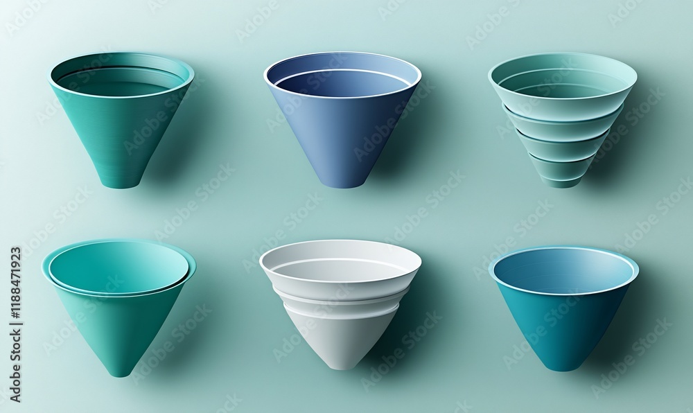 Abstract geometric shapes, multiple cone forms in different shapes Abstract geometric shapes, multiple cone forms in different shapes
