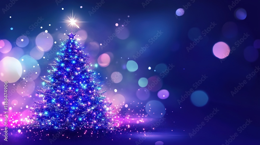 Christmas Tree with New Year Fireworks Celebration Christmas Tree with New Year Fireworks Celebration