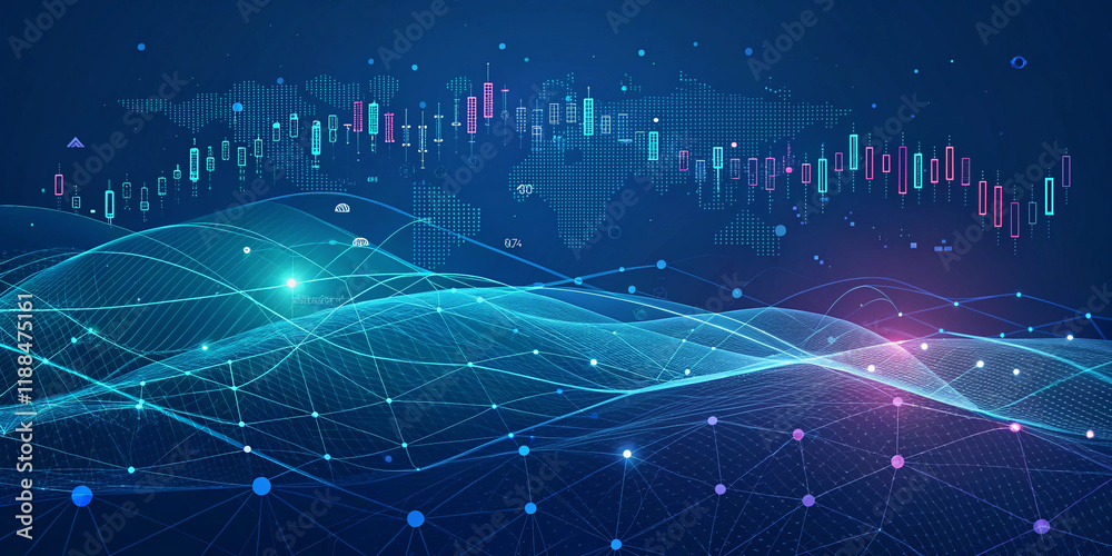 Fototapeta premium A Dark Blue Abstract Cyberspace Background Showcasing Digital Innovation