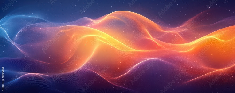 Obraz premium Abstract Cosmic Waves: A Symphony of Orange and Blue