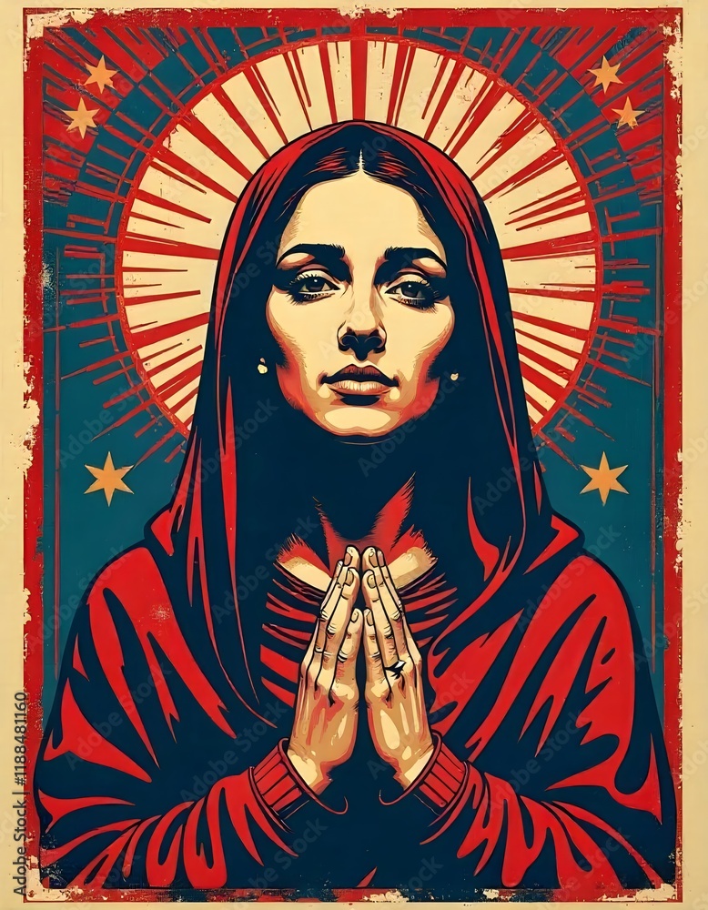 Obraz premium Praying Virgin Mary in Pop Art Style Stock Photo