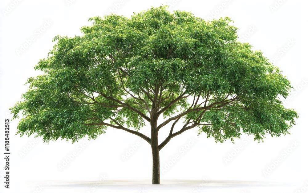 A neem tree with its finely divided leaves and medicinal properties showcased on a white background A neem tree with its finely divided leaves and medicinal properties showcased on a white background