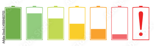 Battery charge level set. Charge battery level icon. Accumulator. Vector. Illustration