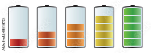 Battery charge level set. Charge battery level icon. Accumulator. Vector. Illustration