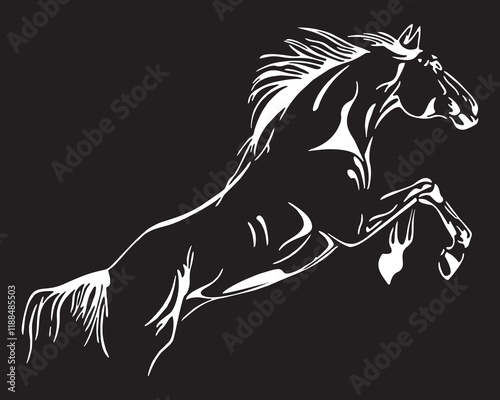 Beautiful Fashionable Jumping Horse Black Background Pattern Wild Aggression Aggressive Animals Artwork vector editable logo Wall Sticker wallpaper t-shirt design and multipurpose use high defination
