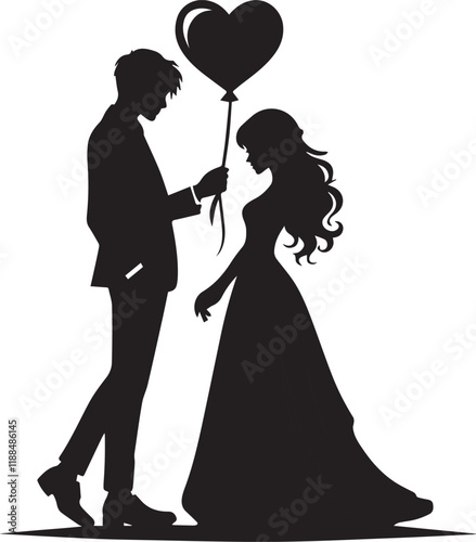 Wallpaper Mural silhouette of bride and groom Torontodigital.ca