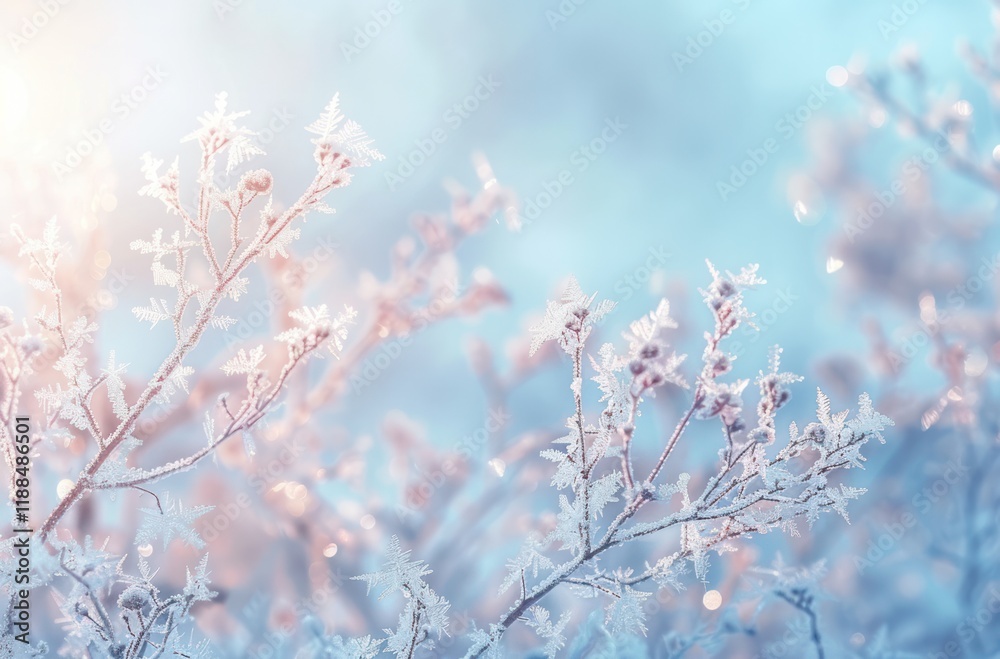 ice frozen blue background snowflake abstract winter flower stem branch ice frozen blue background snowflake abstract winter flower stem branch