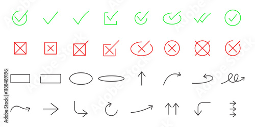 checkmark and cancel symbol element