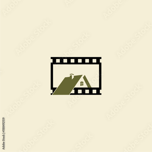 film contruction logo, design home and film movie concept