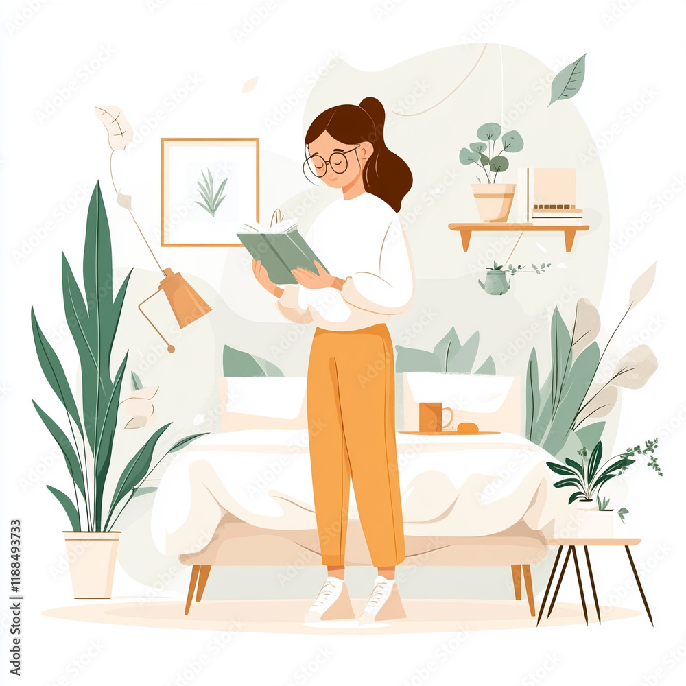 Fototapeta premium Ai generated sleep hygiene practices in a cozy bedroom setting enhancing well-being and comfort